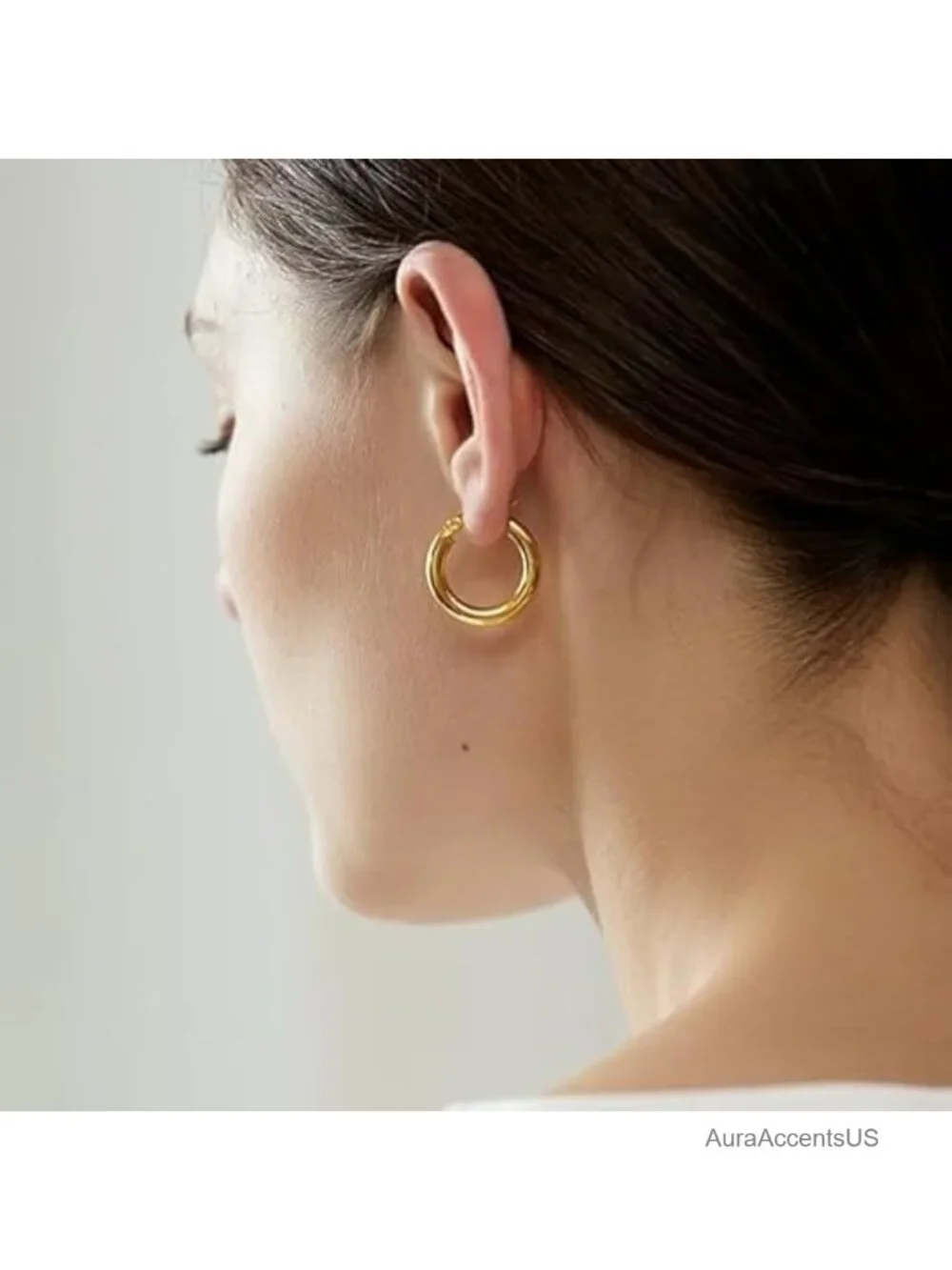 14K Gold Plated Hoop Earrings with Cubic Zirconia for Women